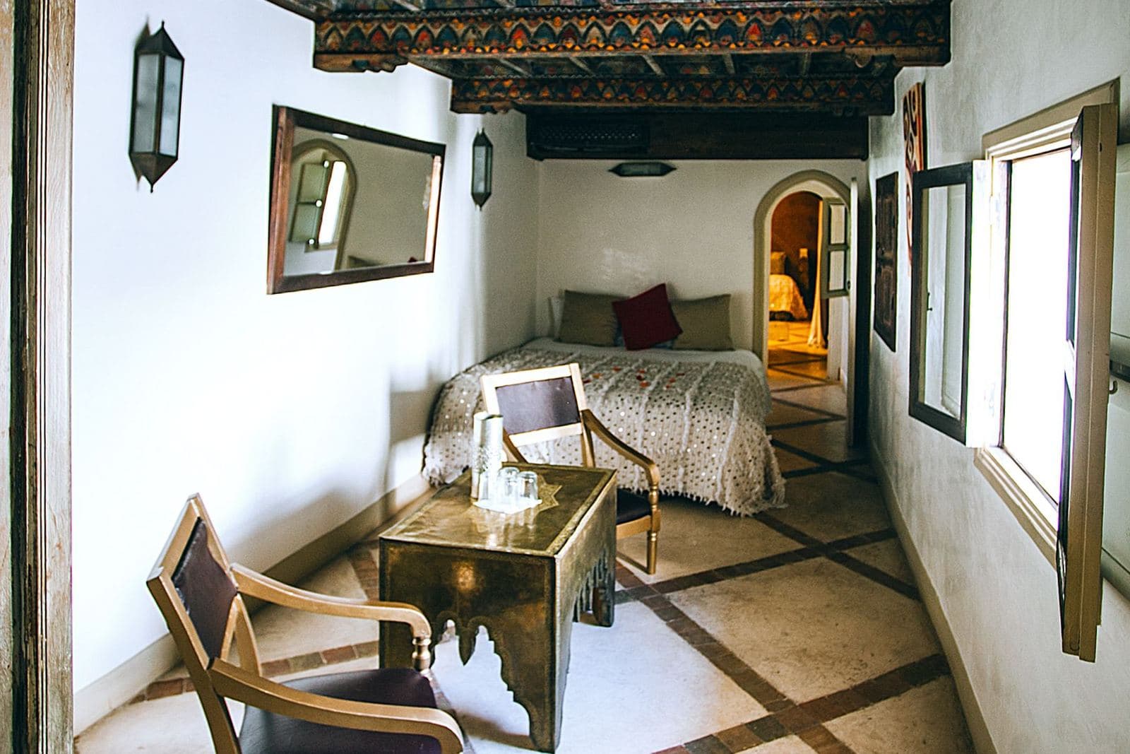 Bedroom with wooden ceiling