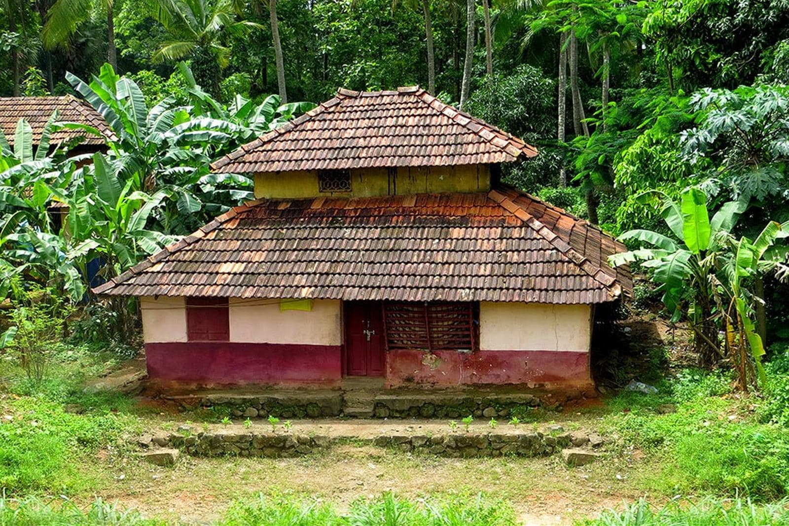 Traditional cottage among banana trees