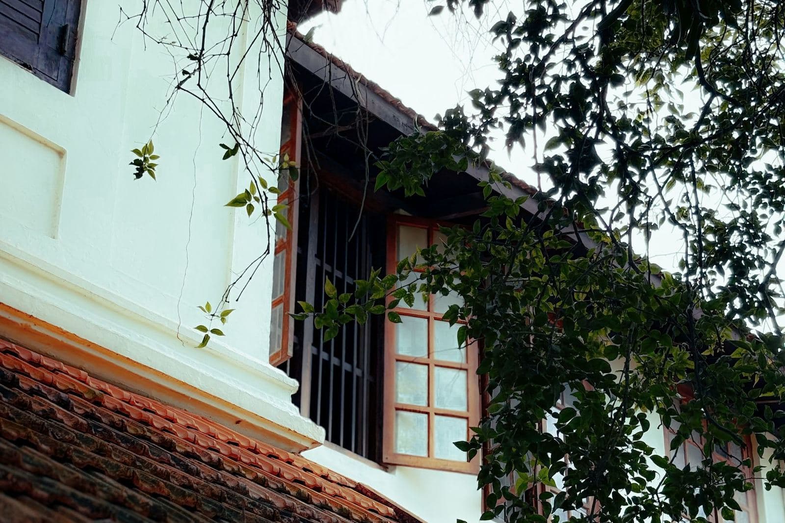 Heritage house with tall wooden windows