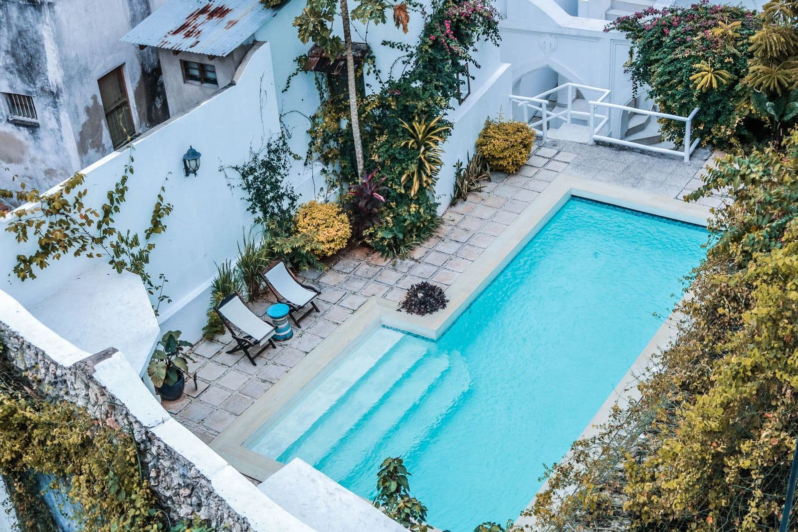 Courtyard pool seen from above