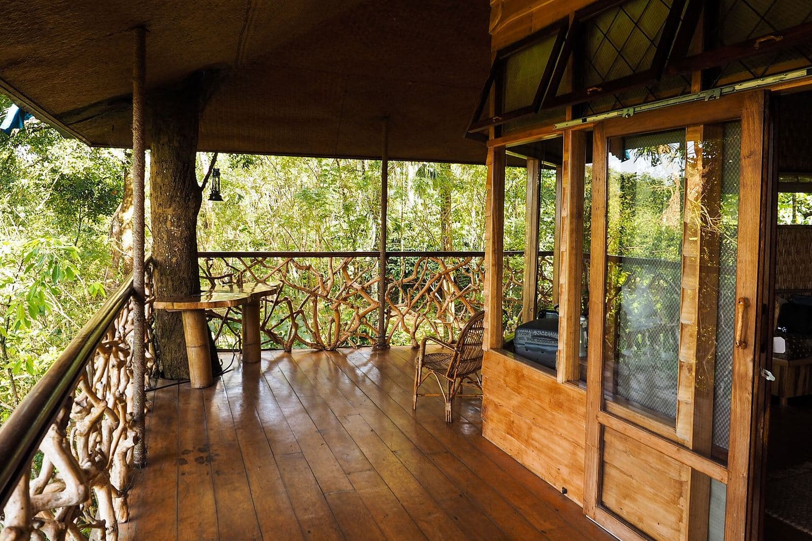 Wooden verandah overlooking the plantation