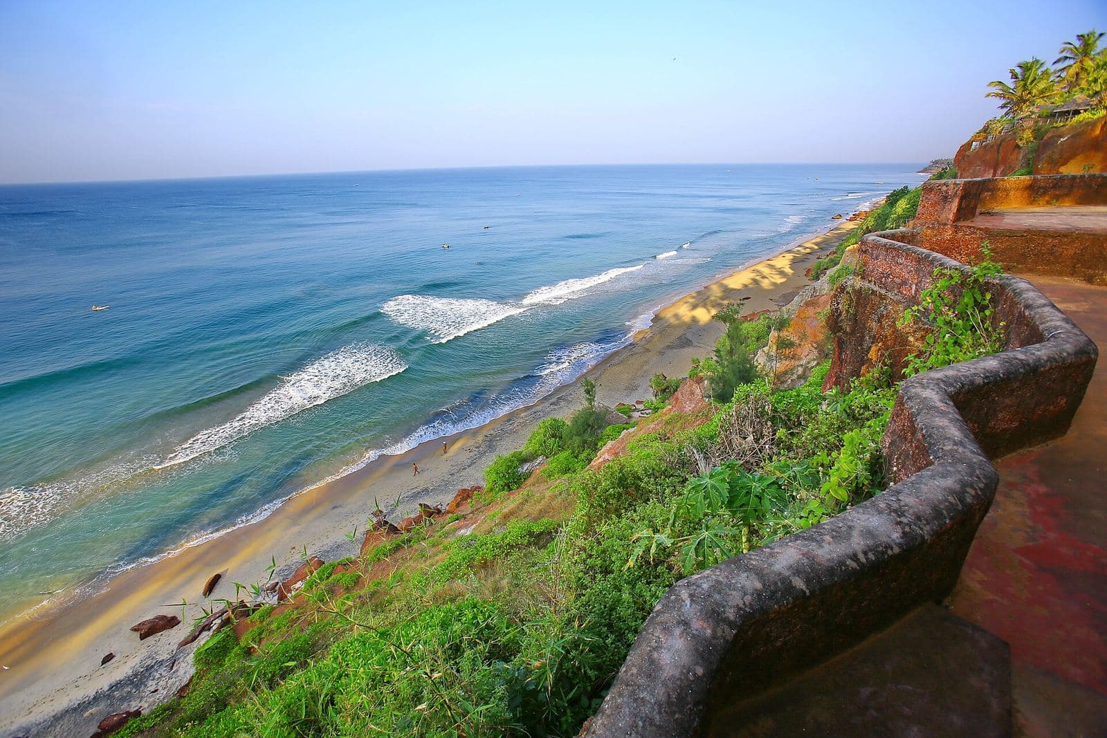 Varkala cliff path above the sea